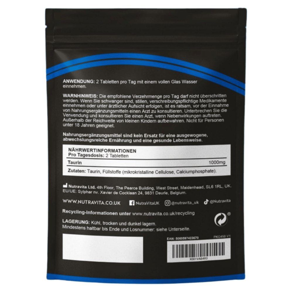 Ταυρίνη 1000 mg /180 δισκία, 90 ημέρες /