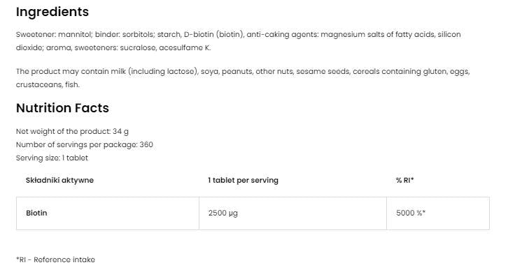 Biotin 2500 MCG | Παστίλιες 360 υπογλώσσια δισκία