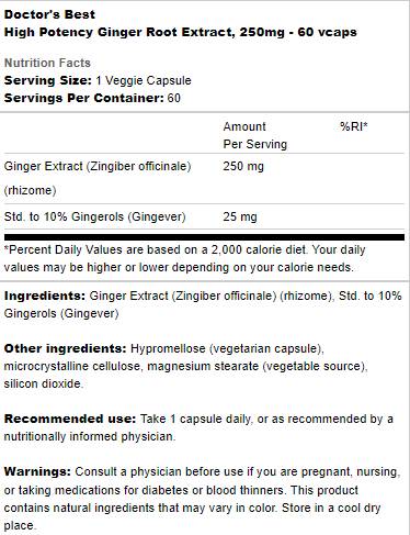 Καλύτερο εκχύλισμα ρίζας τζίντζερ 250 mg | Υψηλή ισχύς - 60 κάψουλες
