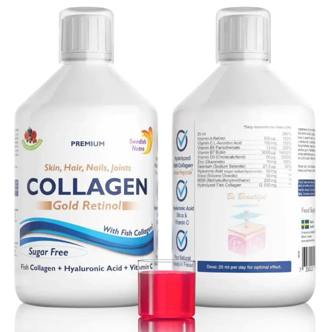 Κολλαγόνο ψαριών 12500 mg Χρυσή ρετινόλη 500ml <tc>Swedish Nutra</tc>