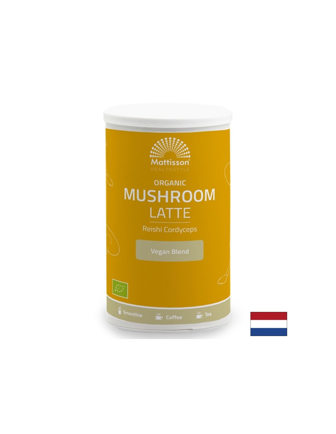 Latte με Reishi και Cordyceps Bio (αρωματισμένο με κακάο και κανέλα), 160 g