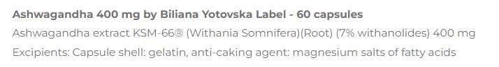 Ashwagandha 400 mg | KSM -66® - 60 κάψουλες