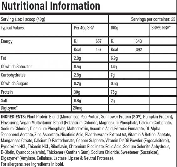 Vegan πρωτεΐνη | Φυτική πρωτεϊνική φόρμουλα - 2000 γραμμάρια