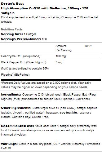 Το καλύτερο CoQ10 με καψάκια γέλης 100 mg - 60 πηκτής