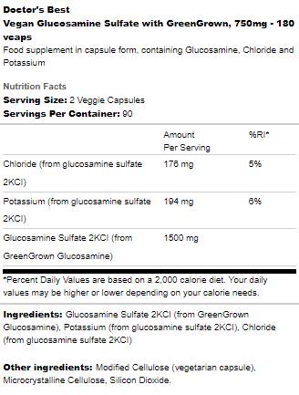 Vegan Glucosamine θειική 750 mg | Με το Greengrown - 180 κάψουλες