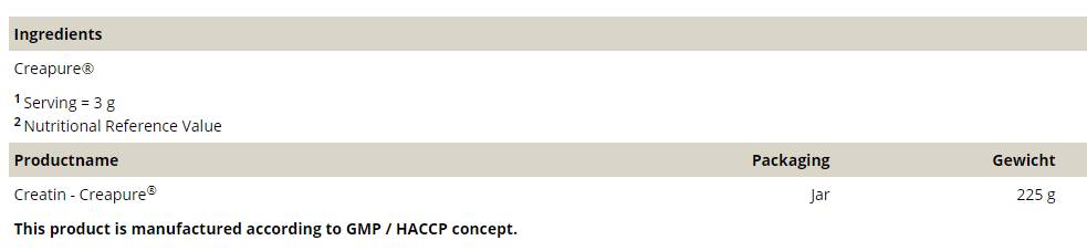 Creatine Creapure® - 225 γραμμάρια