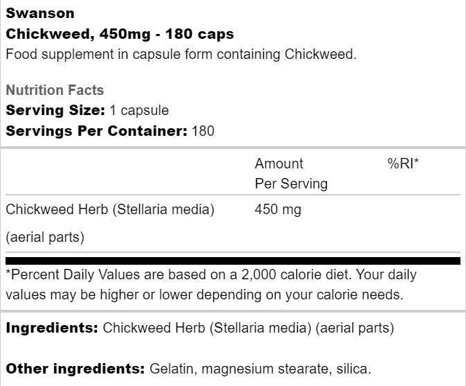 Chickweed 450 mg 180 κάψουλες