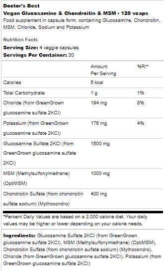 Vegan Glucosamine & Chondroitin & MSM - 120 κάψουλες