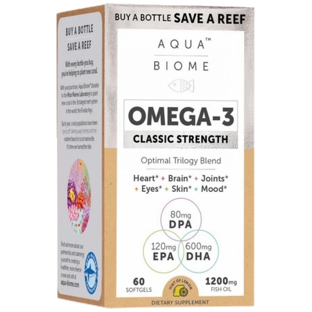 Aqua Biome Omega -3 Classic Strenge 1200 mg - 60 κάψουλες πηκτής