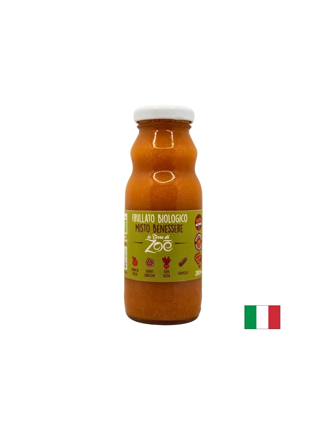Βιολογικό smoothie με χυμό πορτοκαλιού, παντζάρι, φαγόπυρο, κανέλα, 200 ml