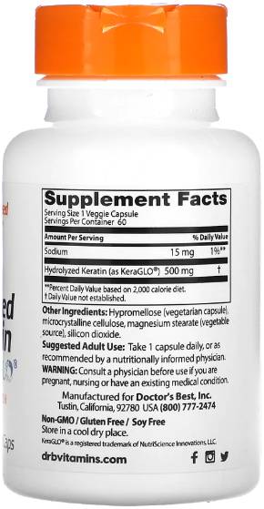 Υδρολύεται κερατίνη 500 mg | με Keraglo® - 60 κάψουλες