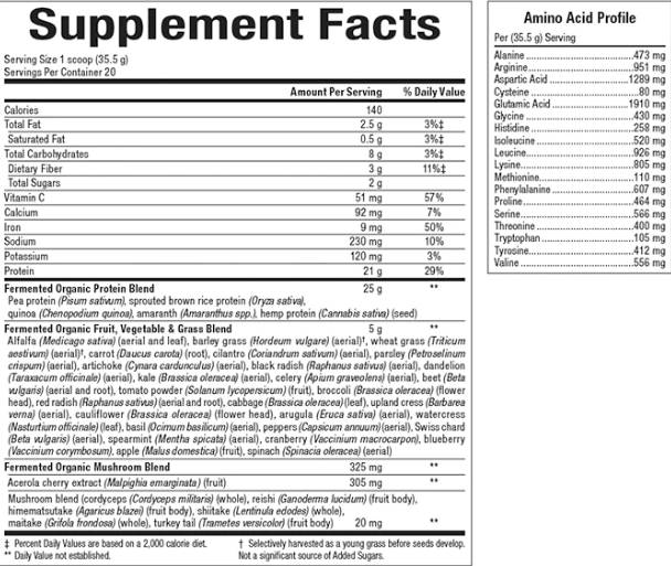 Ολόκληρη η Γη και η Θάλασσα | 100% ζυμωμένη οργανική πρωτεΐνη και πράσινα, σοκολάτα - 656 γραμμάρια