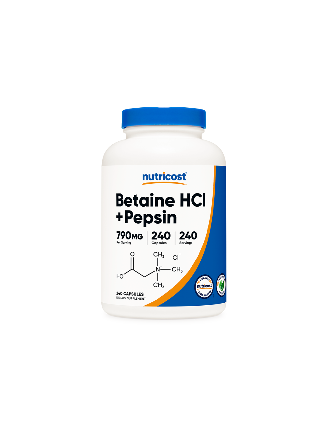 Πέψη - Υδροχλωρική βεταΐνη + Πεψίνη, 240 <tc>Nutricost</tc> Κάψουλες
