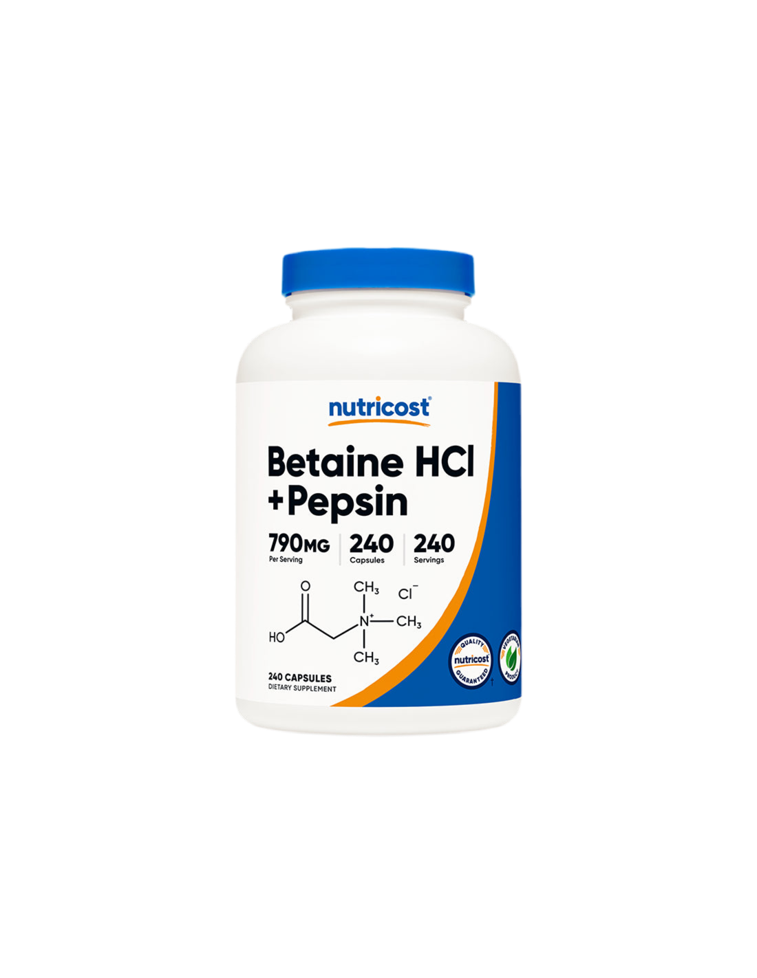 Πέψη - Υδροχλωρική βεταΐνη + Πεψίνη, 240 <tc>Nutricost</tc> Κάψουλες