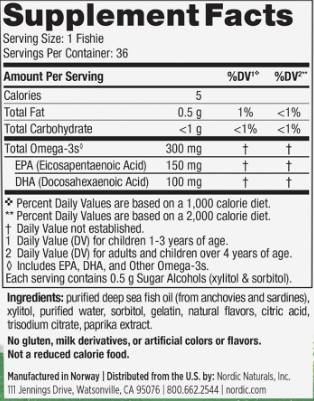 Μηδενική ζάχαρη ωμέγα -3 ψάρια 300 mg - 36 κάψουλες μασώματος