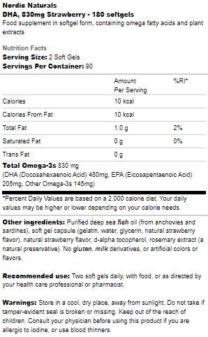 DHA 830 mg - 180 κάψουλες πηκτής