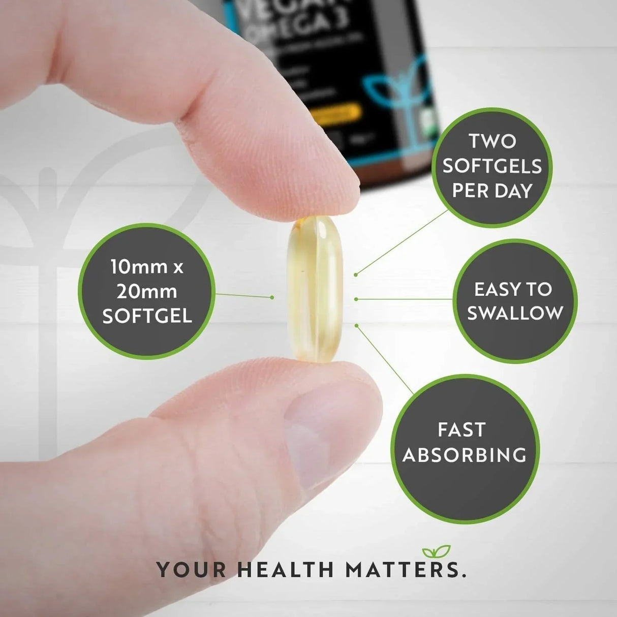 Vegan Omega 3 - 2000 mg /60 Vegan Gel Capsules /