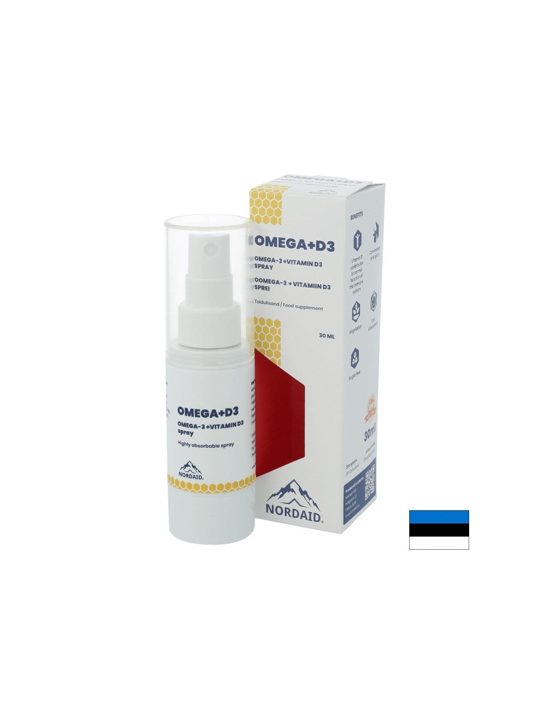 OMEGA -3 EPA & DHA + Βιταμίνη D3 1000 IU - Ισχυρή ανοσία και υγιή οστά και δόντια - Σπρέι στόματος, 30 ml, 200 σπρέι