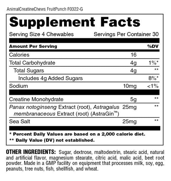 Ζωικά κρεατίνη μασώμενα | Με το Astragin® - 120 Chewable Tablet