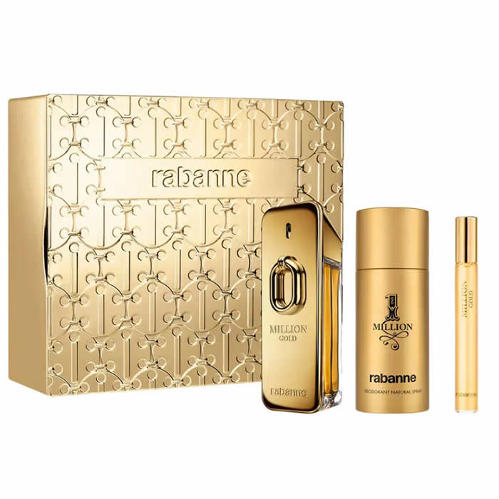 Rabanne εκατομμύρια χρυσό eau de parfum έντονο σπρέι 100ml σετ 3 κομμάτια