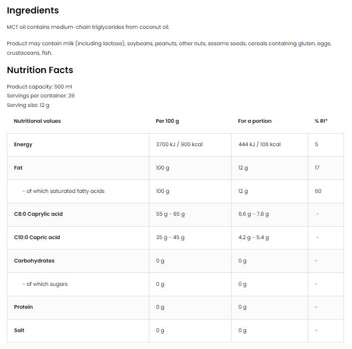 Λάδι καρύδας MCT | Premium Quality C8 + C10 500 ml