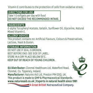 Vitamin E Natural 400iu 60 κάψουλες <tc>Natures Aid</tc>