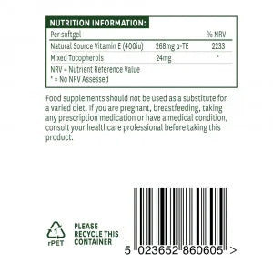 Vitamin E Natural 400iu 60 κάψουλες <tc>Natures Aid</tc>