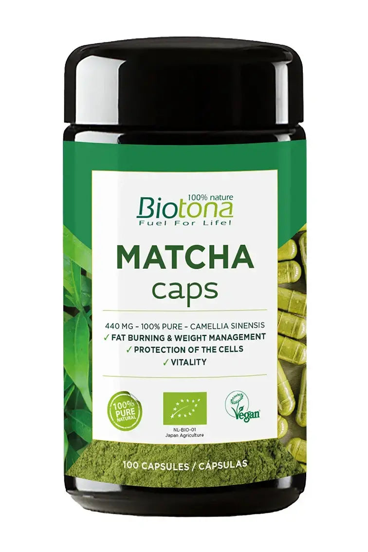 Βιολογικό τσάι Matcha 440 mg /100 κάψουλες, 50 δόσεις/ <tc>Biotona</tc>