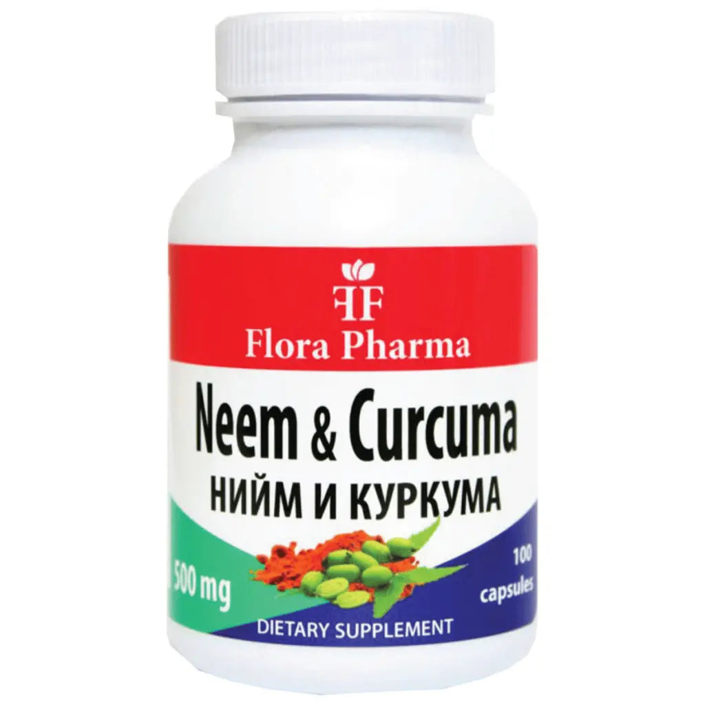 Neem και κουρκούμη 500 mg./Neem & Curcuma Longa/100 Capsules Flora Pharma