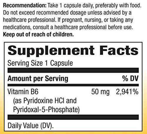 Βιταμίνη Β -6 50 mg - 100 κάψουλες