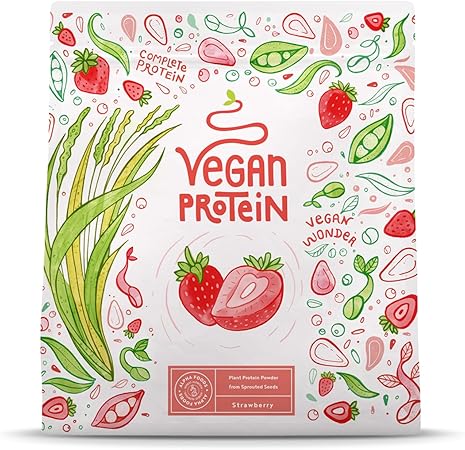 Φράουλα σε σκόνη πρωτεΐνης Vegan - 600 g που κατασκευάστηκαν στη Γερμανία - Alpha Foods