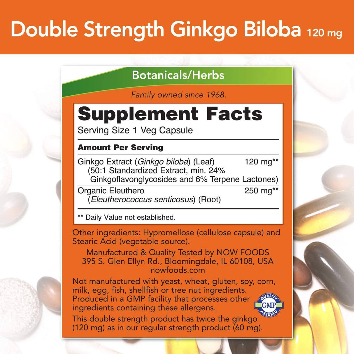 Ginkgo Biloba 120 mg/διπλό αντοχή - 50 κάψουλες