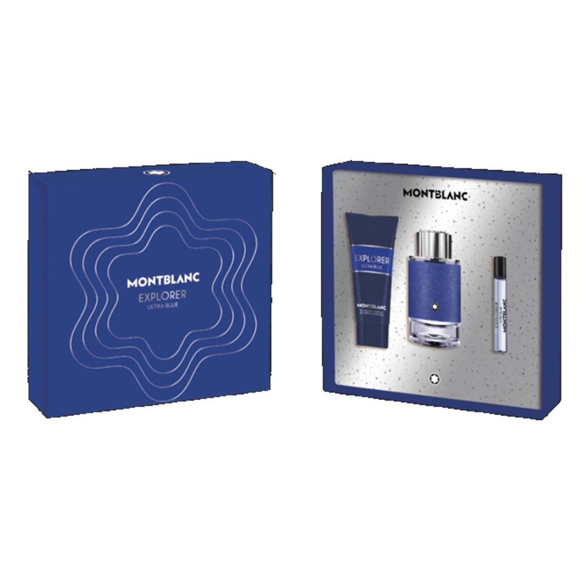 <tc>MONTBLANC</tc> Explorer Blue Eau De Parfum Pour Homme 100ml Spray Balsamo After Shave 150ml Miniatura 4 5ml
