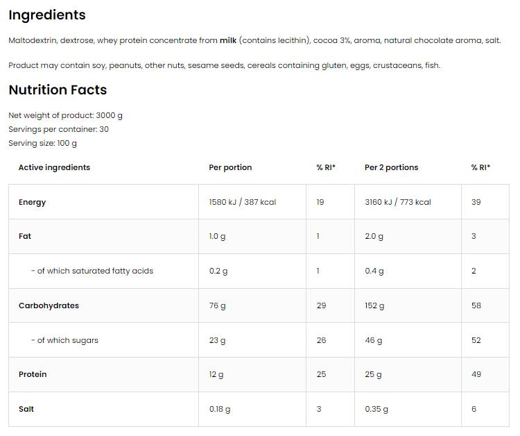 Mass It/Limited Edition Gainer 3000 γραμμάρια
