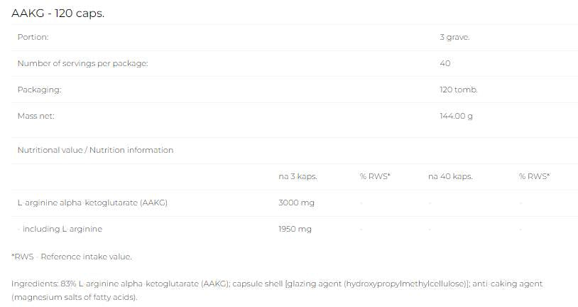 AAKG CAPS 1000 mg - 120 κάψουλες