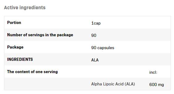 ALA/Alpha Lipoic Acid 600 mg - 90 κάψουλες