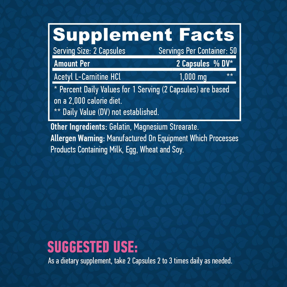Ακετυλο L-καρνιτίνη 1000mg/100 καπάκια.