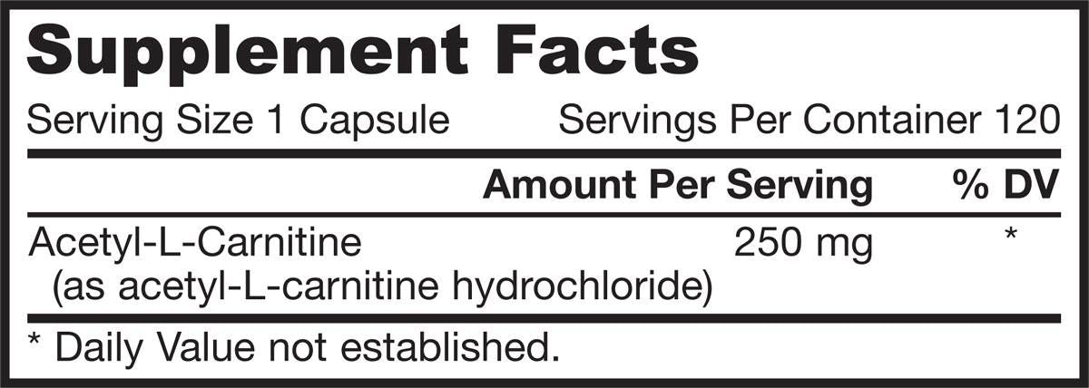 Acetyl L-Carnitine 250 mg - 120 κάψουλες