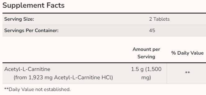 Acetyl L-Carnitine 750 mg - 90 Δισκία