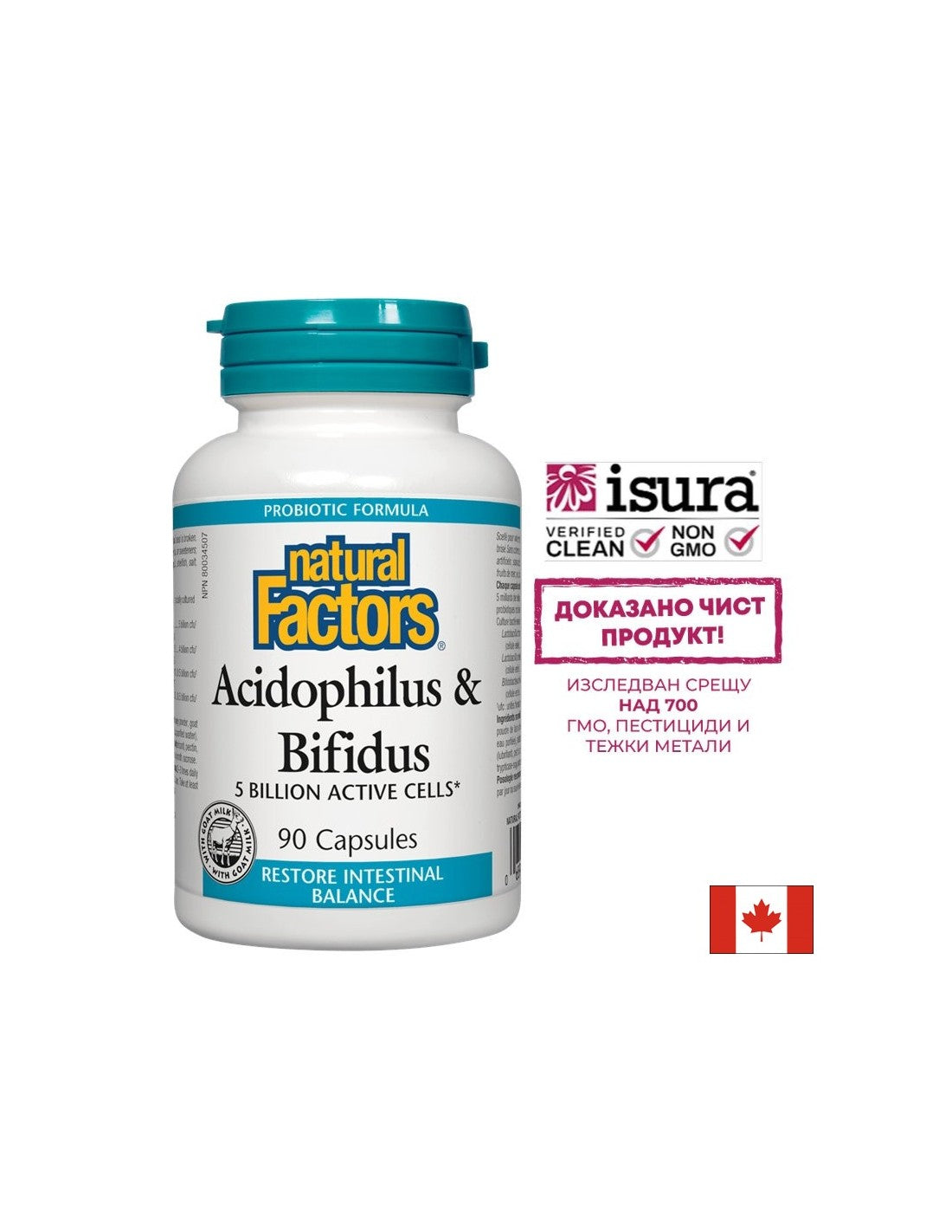Acidophilus & bifidus | 5 δισεκατομμύρια ενεργά κύτταρα - 90 κάψουλες