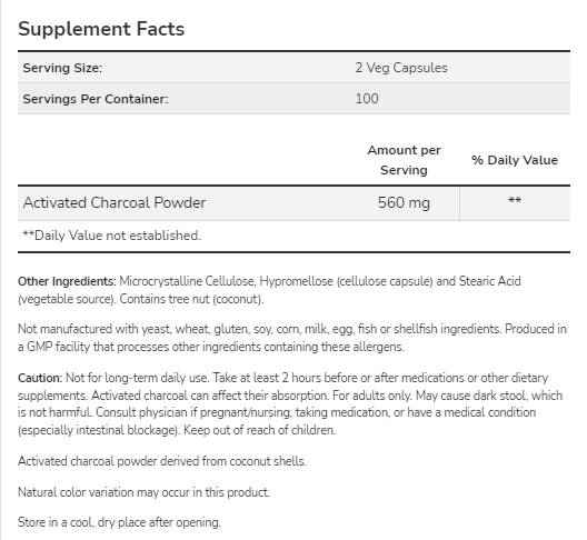 Ενεργός άνθρακας 280 mg - 200 κάψουλες
