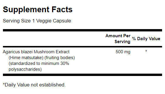 Agaricus Blazei Mushroom Extract 500 mg - 90 κάψουλες