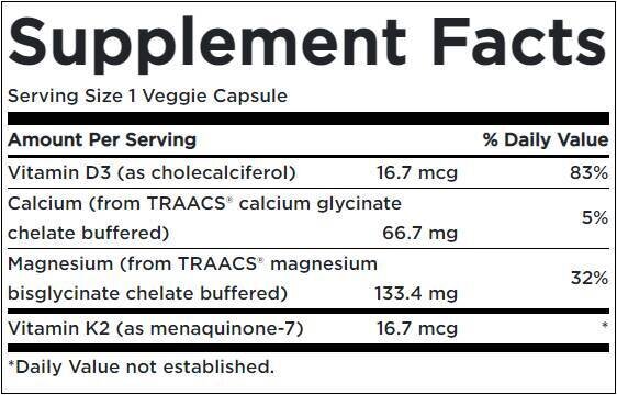 Albion Magnesium & Calcium/με βιταμίνη D3 & K2 - 90 κάψουλες