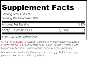 Alcar/Acetyl L-Carnitine 750 mg - 100 Δισκία