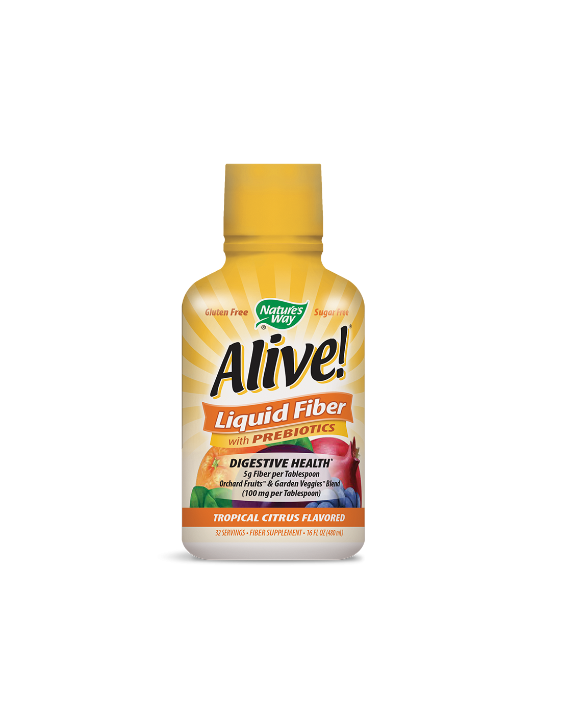 Υγρές φυτικές ίνες με πρεβιοτικά <tc>Alive</tc> - <tc>Alive</tc>! Υγρές Ίνες με Πρεβιοτικά, 480 ml, 32 δόσεις (γεύση εσπεριδοειδών)