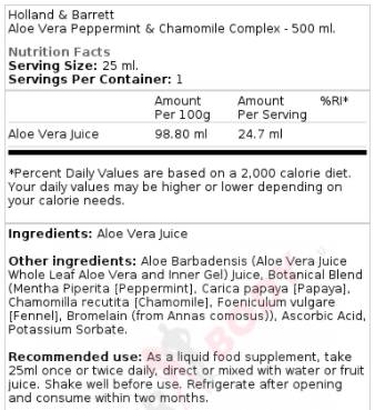 Χυμός Aloe Vera με πεπτικά ένζυμα 500 ml