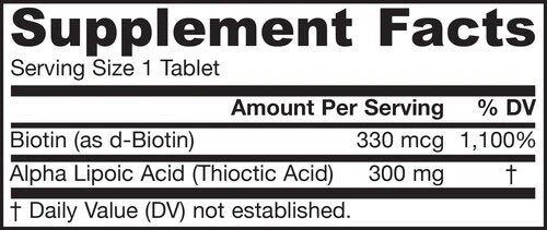 Τα δισκία Alpha Lipoic Sustain 300 mg - 120