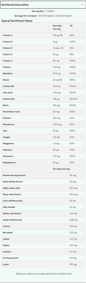 Alpha Men Super Multi Vitamin - 120 Δισκία