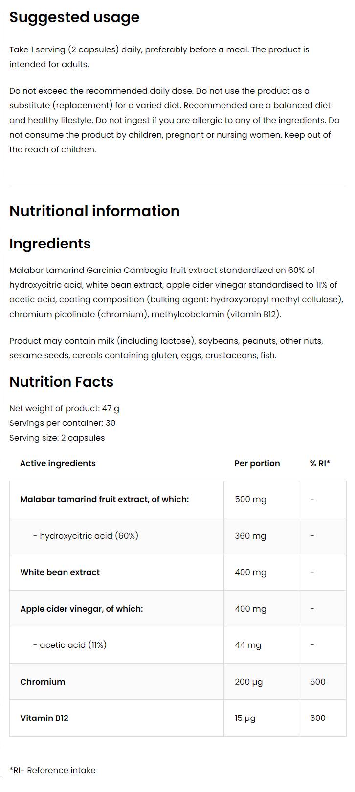 Appetite Control 60 κάψουλες