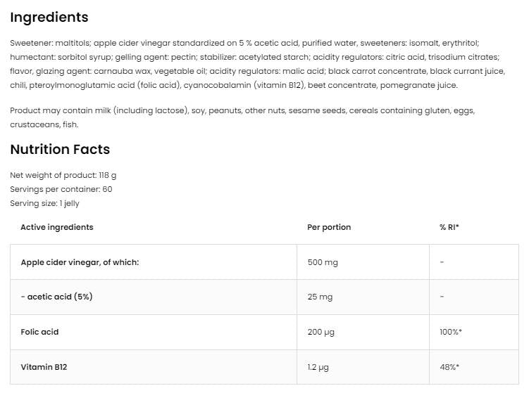 Apple μηλίτη ξίδι Gummies 60 Gummies
